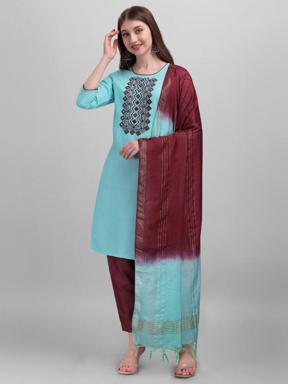 Tc Bubbly Fancy Cotton Printed Ethnic Wear Kurti Pant And Dupatta Collection